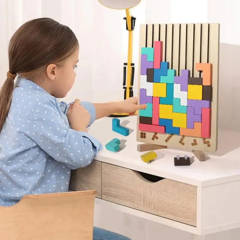 Montessori Wooden Tetris - Educational Fun Toy