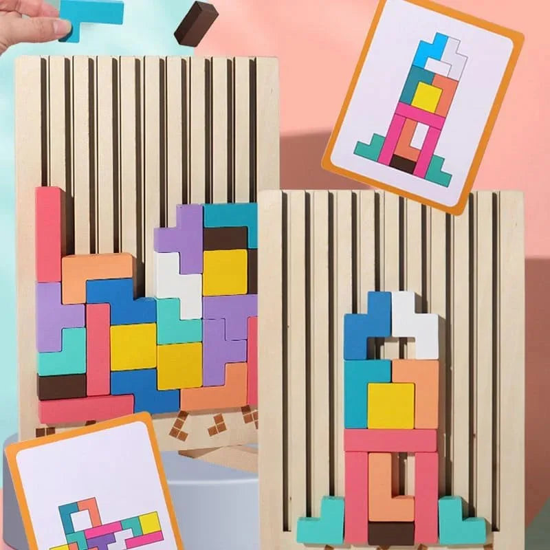 Montessori Wooden Tetris - Educational Fun Toy